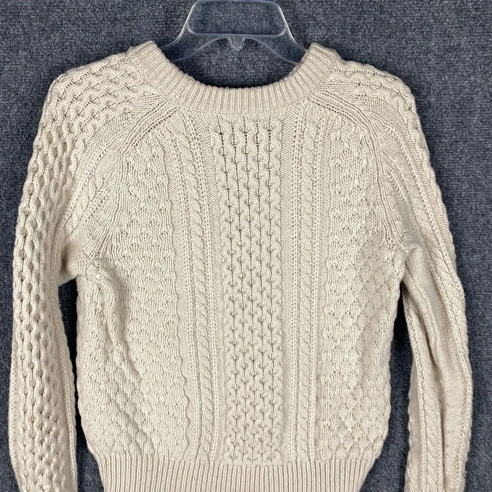 J Crew Sweater Women's Small Nylon Lambs Wool Pullover Knit Beige‎ S